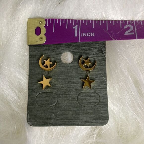 Celestial Moon and Stars Earring  Set - Picture 7 of 8